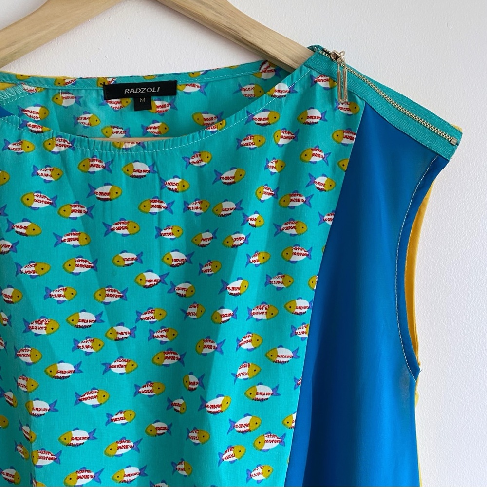 Radzoli 80s Style Fish Print Short Sleeve Top
